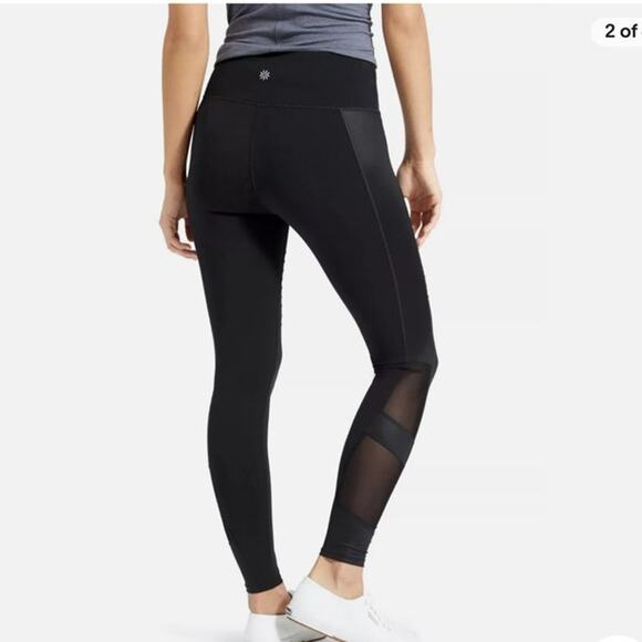 Athleta Women’s Black Estra Leggings Yoga Athletic Mesh Leg Workout Size Small - Picture 4 of 14
